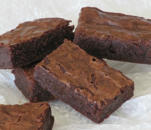 close up view of extreme brownies made with three types of chocolate.