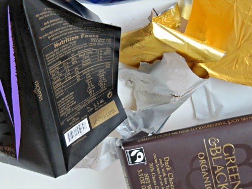 wrappers of fine chocolate like Green & Black's for making Hot Chocolate Master Blend mix.